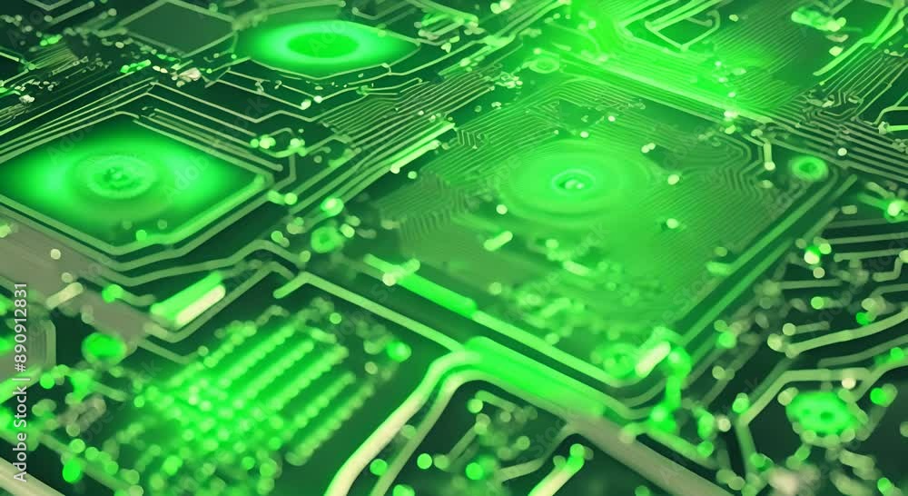 Poster green circuit board computer technologies background 4k animation