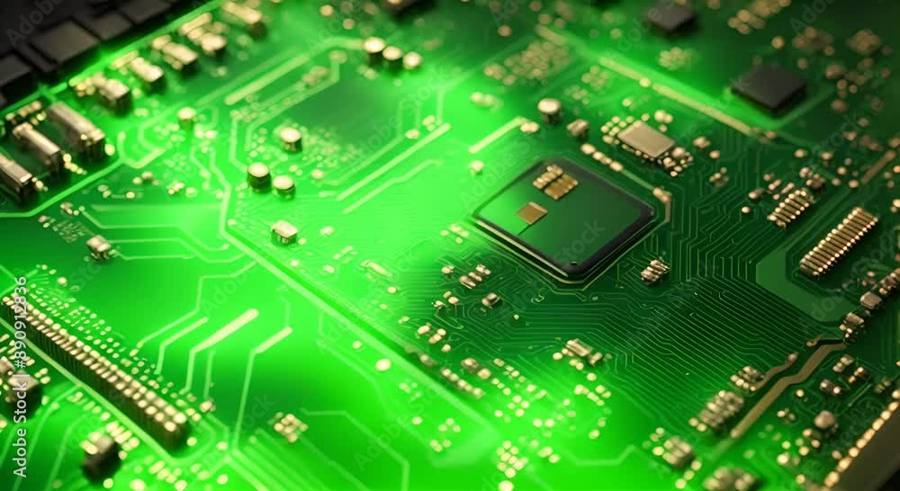 Poster green circuit board computer technologies background 4k animation