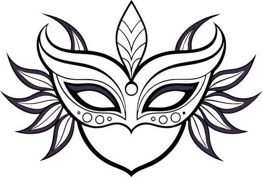 Stylized venetian mask illustration featuring elegant patterns and intricate details, perfect for masquerade and carnival themes