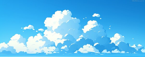 Fototapeta premium Title: Simple mobile wallpaper featuring white clouds in a blue sky background. Ideal for creating a calm and serene aesthetic for your device.