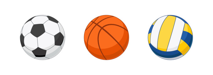 Ball for football, basketball, volleyball. Soccer ball. Isolated vector sports balls.