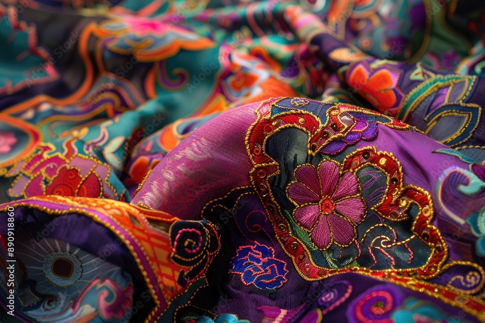 Aufkleber close up of a bunch of colorful fabric textures and patterns