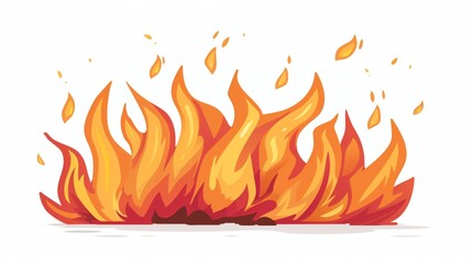 Illustration of Bright and Intense Flames with Fiery Details