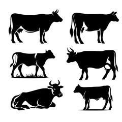 cow set vector illustration isolated