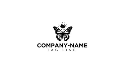 Monarch Butterfly queen logo icon vector in black and white.