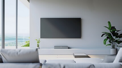 18. A sleek, minimalist wall-mounted TV screen