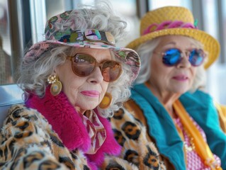Stylish Senior Women Rocking Vibrant Colors Confidence and Style Know No Age These Fashionable Older Females Embrace Bold Patterns and Accessories, Proving That Age Is Just a Number When It Comes to