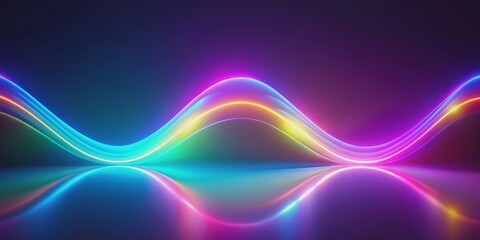 Naklejka premium Holographic gradient neon wave shape on background, neon, holographic, gradient, wave, shape,background, abstract, design