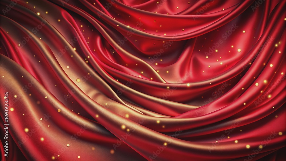 Poster luxurious red satin fabric background with subtle wave of dots and intricate weave lines, evoking el