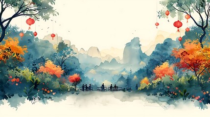 Retirement party invitation featuring open area writing space center scene depicts serene garden party friend family gathered celebrate retiree's career writing space includes retirementthemed icon