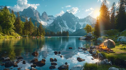 Retirement party invitation featuring open area writing space center scene depicts relaxing celebration mountain lodge friend family sharing memory toasting retiree writing space includes