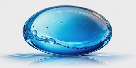 blue liquid bubble on white background, rendering , bubble, liquid,blue, sphere, round, shiny, glossy, vibrant, underwater