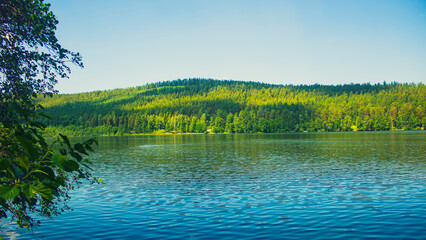 Lake Turgoyak. Natural landscape with lake and forest