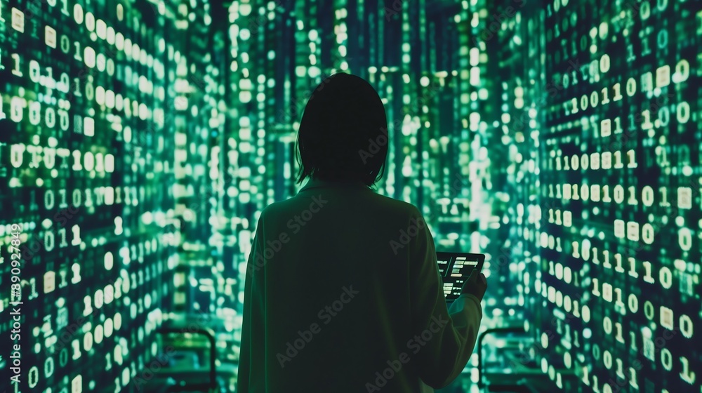 Poster silhouette of a person with a code