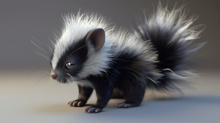 22. A cute 3D baby skunk with a bushy tail