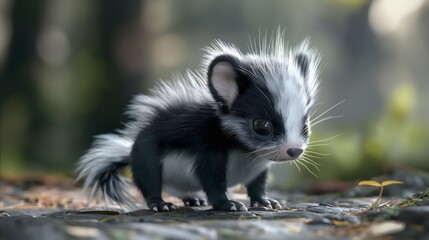 22. A cute 3D baby skunk with a bushy tail