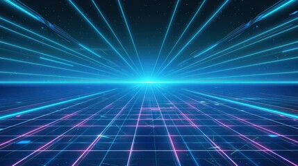 Neon Grid Digital Landscape