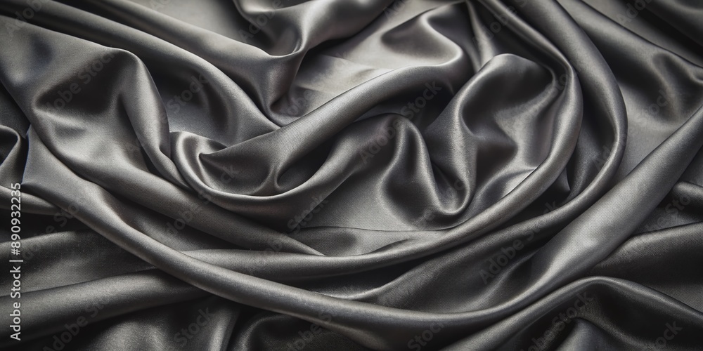 Poster dark black pattern on silk fabric creates textured background with unique line combination, subtle c