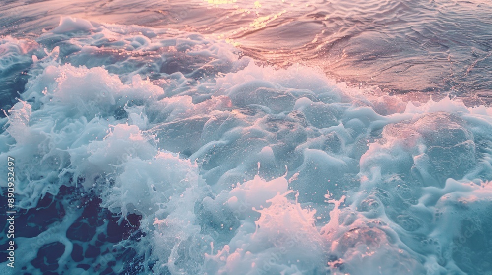 Poster a close-up shot of a body of water with gentle waves, suitable for use in travel or nature-themed co