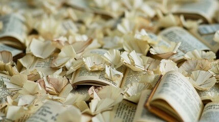Vintage style confetti made from old book pages at a literary event