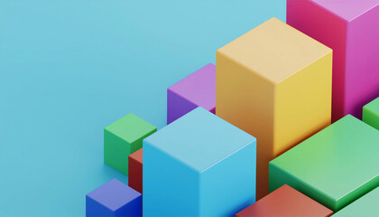 Fototapeta premium Vibrant Colorful 3D Geometric Blocks: Abstract Rendered Background Design