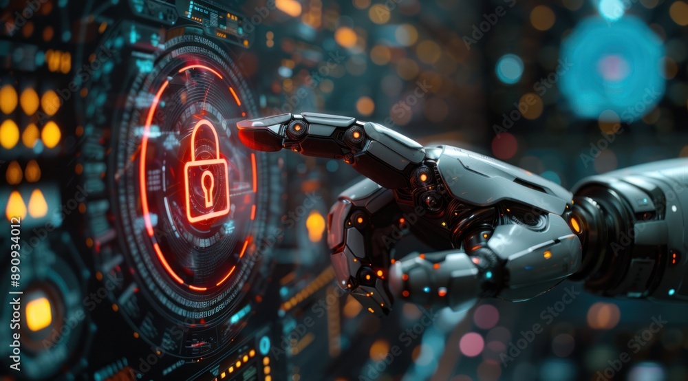 Poster robotic hand interacting with security interface