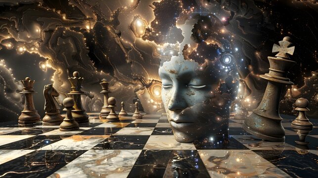 playing chess, strategy and using brain. Game of Brain