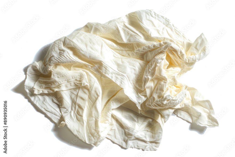Poster a pile of white cloth sits on a white surface, offering a clean and minimalist backdrop for various 