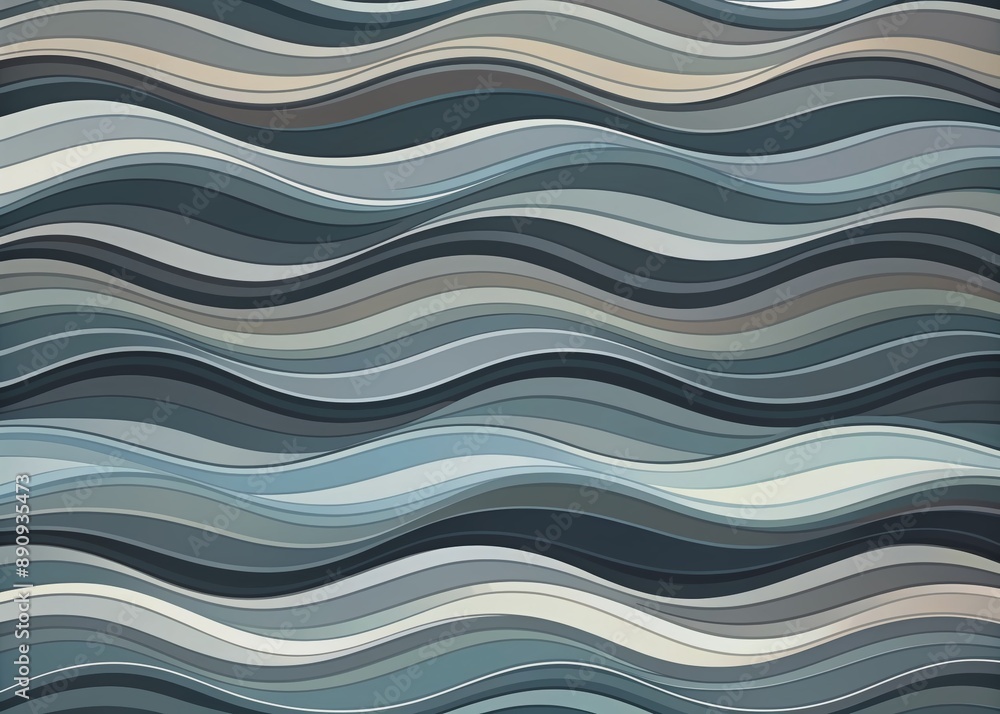 Wall mural vibrant curvy waves background illustration featuring dark slate gray, ash gray, and dark gray hues,