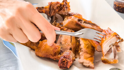 Roasted duck with salt ready to eat