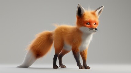 Obraz premium 7. A whimsical 3D fox cub with a bushy tail