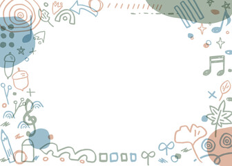 秋の模様フレーム、手書きの模様、紅葉