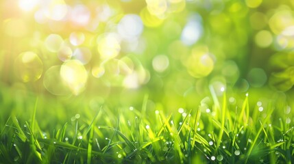 Obraz premium Sunlight Through Dewy Grass