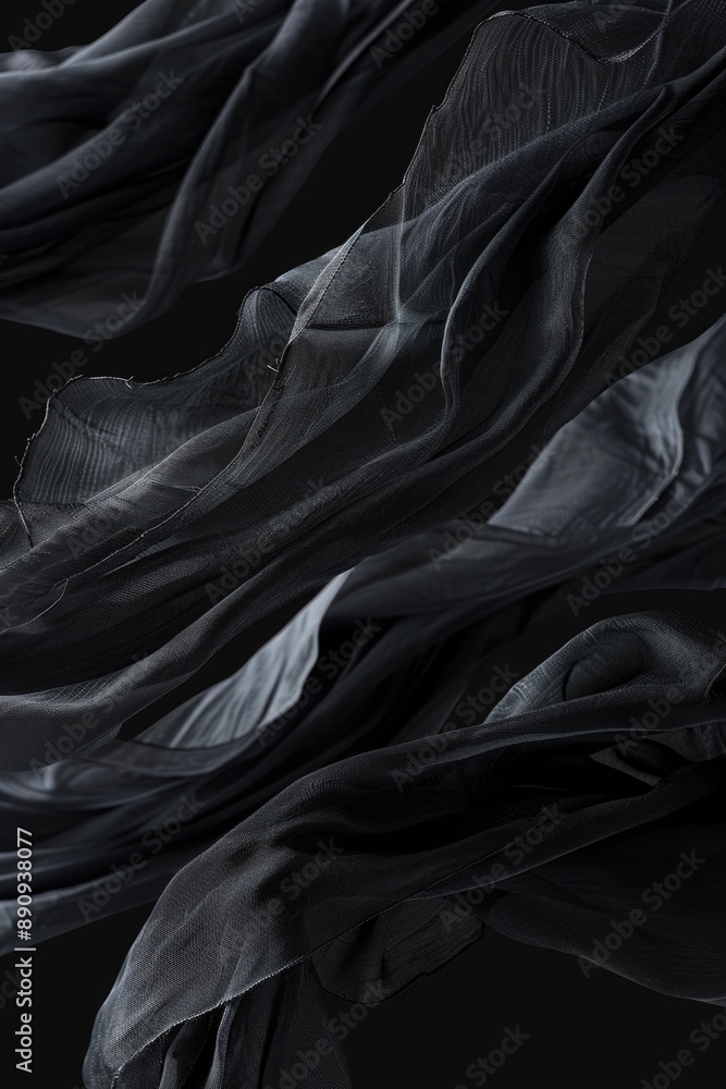 Poster close-up of a black cloth against a black background, ideal for use in designs where simplicity and 