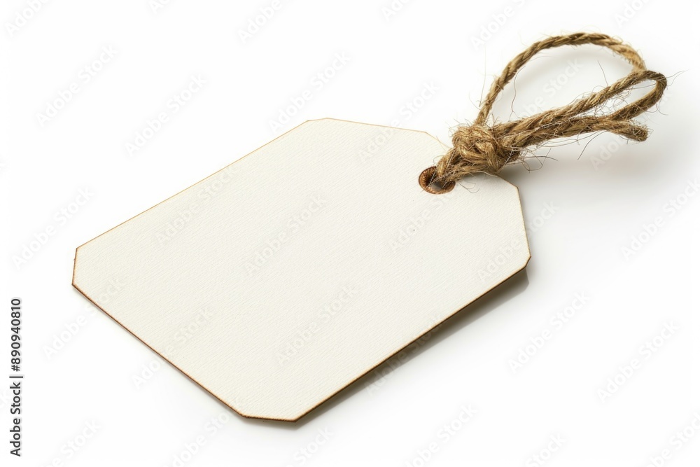 Poster A simple white tag tied to a string on a white background