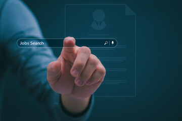 Information data search technology, search optimization, male hand using jobs search, using the search bar function on your website, big data, automatic operation