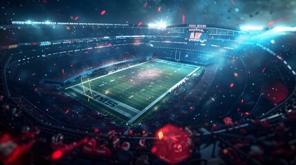 Obraz premium American football stadium in lights and flashes. 