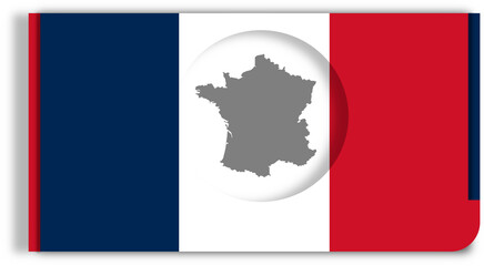 creative abstract flag of France with border left and border right of the flag of France and the outline map simplified of France