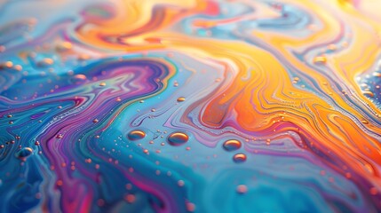 Mesmerizing Swirls of Iridescent Colors in a Bursting Soap Bubble Captured in Macro Photography