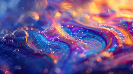 Mesmerizing Macro of Iridescent Soap Bubble Moments Before Bursting Reveals Shimmering Fractals and Prismatic Patterns