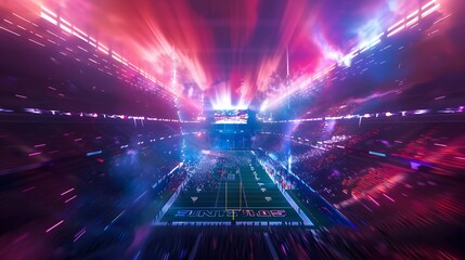 American football stadium in lights and flashes. 