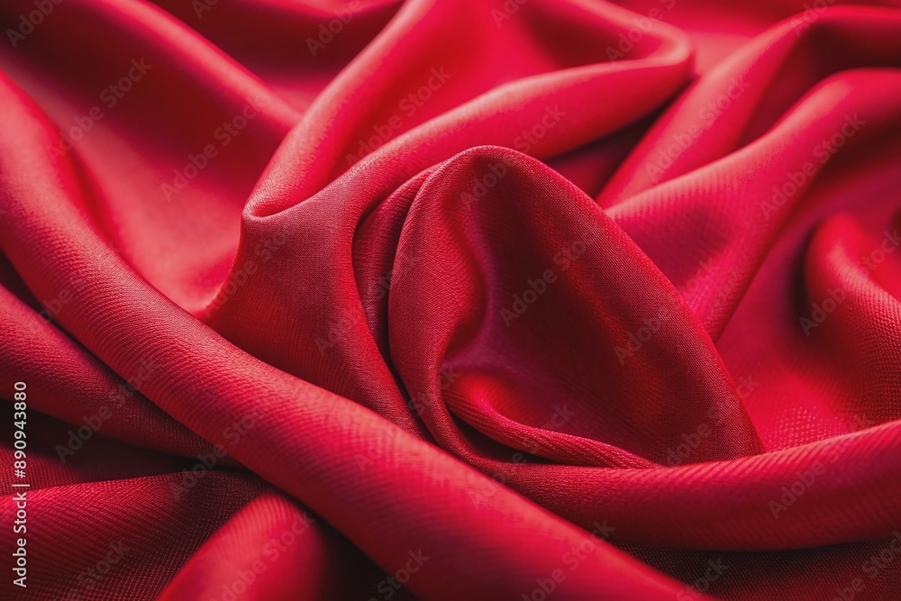 Poster vibrant red fabric fills the frame, its subtle texture and soft folds creating a sense of depth and 