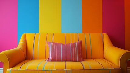 Vibrant stripes pattern painted on a bold wall