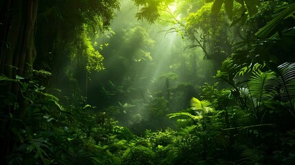 Fototapeta premium Adventure Nature Background of Green Forest