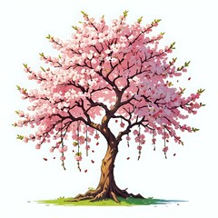 Obraz premium Cherry blossom tree isolated on white backdrop