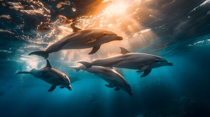 Dolphins swimming underwater