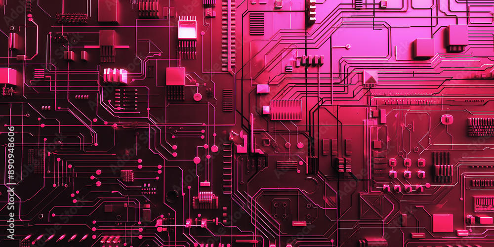 Aufkleber abstract pink circuit board forming a technological background