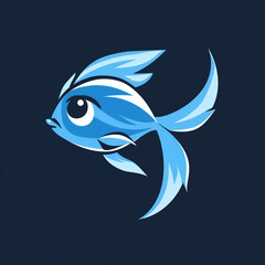 Obraz premium Second 2D Fish Tail: A Minimalist Icon in Blue Reflecting Serene Waters