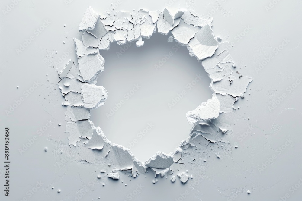 Poster a simple design featuring a white painted circle on a gray background, suitable for use in graphic d