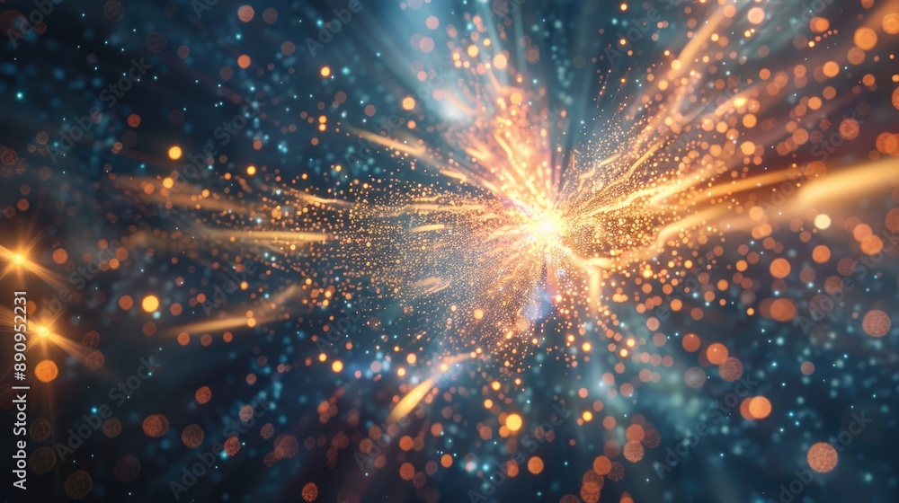 Poster A stylized representation of a star bursting into light, often used as a design element or symbol in various contexts